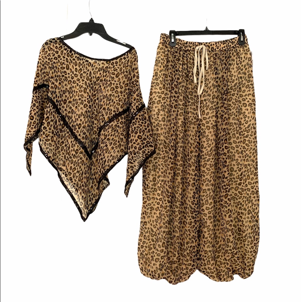 Vintage Set Top Garem Palazzo Pants Animal Tiger